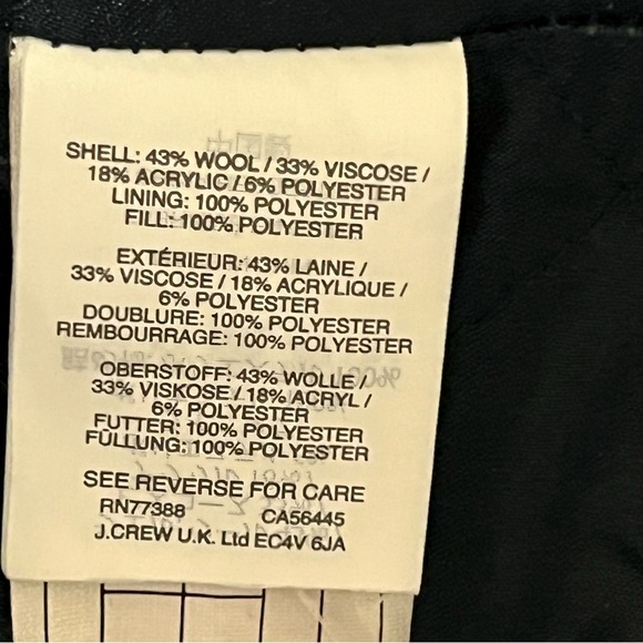 J. Crew Italian Wool Lodge Coat in Ivory/Black Speckled Boucle, Size 6 - Picture 13 of 14